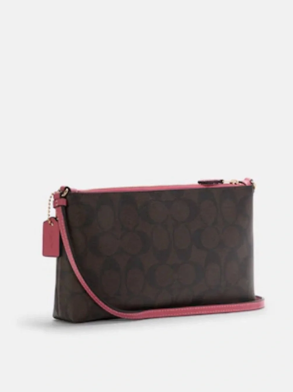 NWOT Coach Zip Top Gold/Brown Strawberry Signature Coated Canvas Crossbody 7311 - Picture 2 of 10